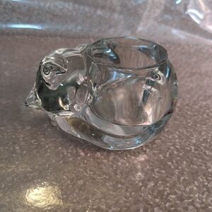 Clear Glass Bird Candle Holder